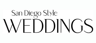 The image shows the text "San Diego Style WEDDINGS" in a stylish font on a plain background.